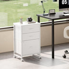 Maihail 3 Drawer Mobile File Cabinet with Wheels Fabric Vertical Filing Cabinet fits A4 or Letter Size for Home Office,White