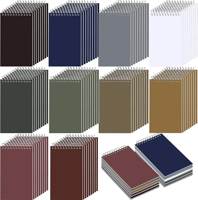 Thenshop 100 Pads Spiral Memo Pads Bulk 3 x 5 Inch Small Pocket Notepad Top Bound Lined 60 Sheets Mini Notebooks for School College Office Home Supplies (Multicolored)