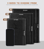 Biuwory Lined Journal Notebook for Women Men,256 Pages A4 Large Hardcover Leather Journals for Writing,Travel,Business,Work,School,College Ruled Notebooks for Note Taking, Diary Notepad 8.6"×11"
