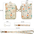 bolimoss Wallet Lanyard for id Badges,Lanyard Wallet for Women,Fashion Badge Holder with Zipper (Light Yellow)