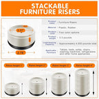 Furniture Risers Bed Risers Heavy Duty 1 inch, 2 inch, 3 inch, 4 inch Round Adjustable Bed Lifts Riser for Desk Legs Table Couch Sofa Chair Refrigerator Washing Machine (1 Inch, White, 16 Pack )