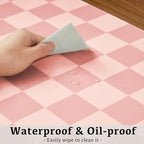 Ohocut Checkered Desk Mat, 31.5" x 15.7" Large Cute Coral Pink Aesthetic Retro Accessories, PU Leather Computer Laptop Desk Mat, Mouse Keyboard Pad, Desk Writing Makeup Mat for Vanity/Work/Home Decor
