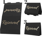 20 Pack Black Reserved Table Sign with Golden Letters - Reserved Signs For Wedding - Wedding Accessories - Tent Cards For Reserving Seats & Places - Place Cards for Party