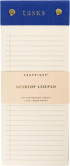 Graphique Post-Bound List Pad Luxe Collection, Perforated Sheets To-Do Notepad, Hardcover Binding, Gold Foil Embossing, 100 Pages, 4” x 9.75”, Colbalt Blue