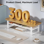 NestNeat Monitor Stand Riser, 24 Inch Computer Monitor Stand for Desk, 2-Tier Wood Desk Shelf Organizer with Storage, Desktop Stand for Laptop/Screen/PC/Printer, Ergonomic Home Office Monitor Stand