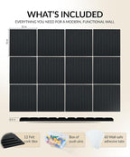 Large Felt Bulletin Board 48" x 36" with Push PINS & Wall Safe Adhesive Tabs – Modern Large Cork Board for Walls in Home or Office, Versatile Felt Board Layout, Cork Board, Vision Board, Dream Board