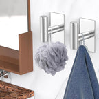 VAEHOLD Wall Towel Hooks, Heavy Duty Sticky Holder Waterproof Towel Hooks for Hanging Coat, Clothes, Closet Hook Wall Mount for Kitchen (Silver, 4 Pack) | Heavy Duty, Sticky Holder, Waterproof, Towel Hooks, for Hanging Coat, Clothes