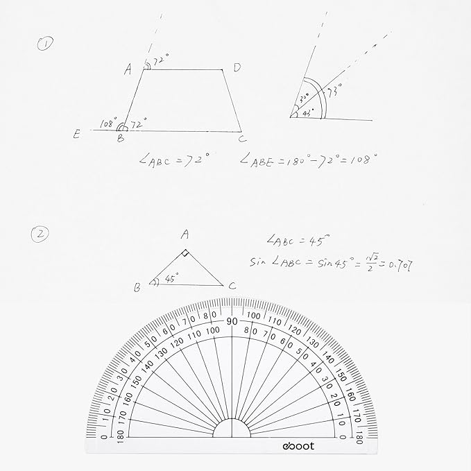 20 Pack Plastic Protractor, 180 Degrees Protractor for Angle Measurement Student Math, 4 Inches, Clear