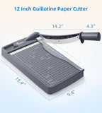 Firbon 12" Guillotine Paper Cutter, Heavy Duty 12-Sheet Capacity Trimmer for Cardstock, Photos, Scrapbooking, Office, Classroom, Studio (Gray)