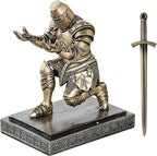 NCQIXIAO Templar Vanguard Soldier Pen Holder Pencil Stand Desk Organizers and Accessories as Gift for Medieval Warrior Enthusiast (Bronze)