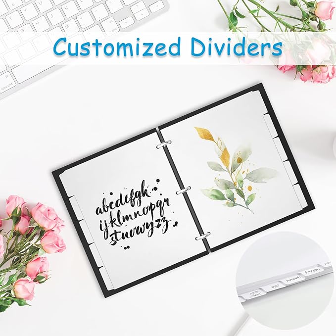 Binder Dividers for 3 Ring Binder, 1/5 Cut Tabs, Letter Size, Blank Write On Page Dividers with 5 Big Tabs for School Office Home, 12 Sets, 60 Dividers, White
