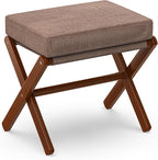 BAMBOOHOMIE Foldable Foot Stool Ottoman, Modern Foot Rest with Bamboo X Legs & Thick Foam Cushion, Folding Foot Stools Small Padded for Bedroom Living Room, Footstool for Chair Couch (Brown - Brown)
