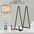 Decolore 8 Inch 5 Pack Black Metal Display Stands Plate Stand Plate Holder Display Stands for Picture, Decorative Plate, Book, Photo Easel, Artistic Work