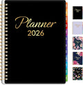 GNL 2026 Planner, Weekly ＆ Monthly Planner 2026, JAN. 2026 – DEC. 2026, 6.4" x 8.3" Monthly Agenda Planner with Tabs, Waterproof Flexible Cover, Spiral Binding, Double-sided Pocket, Bookmark, Black