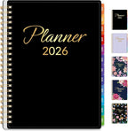 GNL 2026 Planner, Weekly ＆ Monthly Planner 2026, JAN. 2026 – DEC. 2026, 6.4" x 8.3" Monthly Agenda Planner with Tabs, Waterproof Flexible Cover, Spiral Binding, Double-sided Pocket, Bookmark, Black