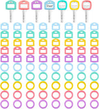 Blulu 80 Pcs Key Labels Key Color Covers Caps Tags Covers Set Plastic Keys Identifier Rings Toppers for Tags Organization House, 2 Styles(Macaron Color)