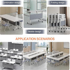 Conference Table,Folding Office Conference Room Tables On Wheels,Flip Top Mobile Folding Conference Table with White Tabletop Conference (4Pack160*60 * 75cm)