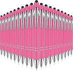 Zonon 38 Pieces Rubberized Ballpoint Pen with Stylus Tip Stylish Metal Pen Capacitive Styli with Soft Rubberized Grip, Black Ink for Most Devices(Hot Pink)
