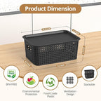 ZFTMRR Plastic Storage Basket with Lid, Stackable Small Box Bins for Organizing and Containers for Shelves Drawers Desktop Closet Playroom Pantry Classroom Office Home, 8 Pack 10.2x7.2x4.1 Inch, Black