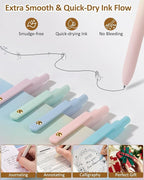 FIOVER Gel Pens, 12 Pcs 0.7mm Comfort Grip Quick Dry Black Ink Pens Fine Point Smooth Writing Pens, Cute Office Back to School Supplies Gifts for Women (12PCS Gradient Black Ink)
