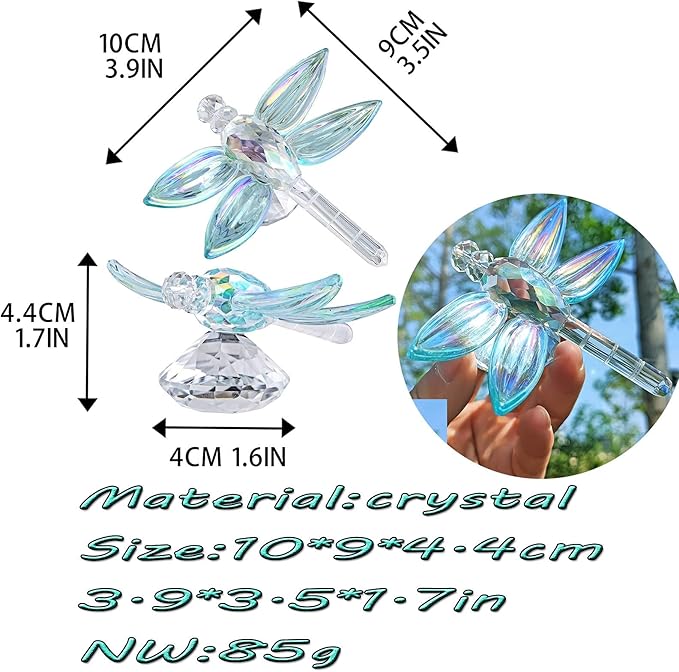 H&D HYALINE & DORA Crystal Dragonfly Figurine Glass Animal Figurines Collectibles Home Decor Paperweight