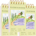 3-Packs Watercolor Paper Pad 3.5x5.5 Inch | 30 Sheets 140lb/300g,Spiral-Bound, Tear-Resistant & No-Bleed | Artist-Grade for Water Color Paper/Ink | Compact Travel Sketchbook (Adults,Beginners)