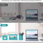 EasyPAG Desk Organizers and Accessories 3 Pieces Office Organizer Set - Pen Holder for Desk, Mail Sorter Countertop and Sticky Note Holder, Dark Teal