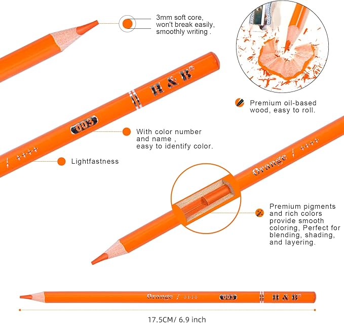 H & B 120 Colored Pencils Set, Art Pencil Kit for Adult Coloring,Oil Based Soft Core, Ideal for Coloring Sketching Shading,Art Set for Kids Teens Beginner Wooden Color Pencils