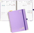 POPRUN 2026 Planner Daily Weekly and Monthly Calendar with Hourly Schedule, Monthly Tabs(Large Size 10'' x 8'' Wire-Bound Hard Cover) - Agenda 2026 (Jan.2026-Dec.2026) - Violet