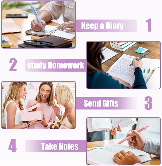 Piochoo Gel Pens, Quick Dry Black Gel Ink Pens Fine TIp, No Smudge, Smooth Writing Cute Aesthetic Pen for Women Nurses School Office Supplies