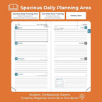 IN-LUXPRO Planner 2026 Daily Weekly and Monthly,6.5"x3.75",12 Months Spiral Bound Calendar Agenda with Self-adhesive Pen Holder,2026 Appointment Book with Vegan Leather Soft Cover,Orange