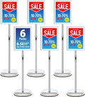 VAIIGO 6Packs Floor Standing Sign Holder Stands for Display 8.5x11Inch Pedestal Poster Sign Stand, Adjustable Sign Holder Stand for Vertical & Horizontal View Sign Display Stand, Silver