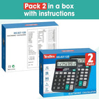 2 Pack Calculator Bulk, 12 Digits Calculators Desktop with Large LCD Display and Sensitive Butto, Solar and Battery Dual Power, Desk Calculator