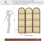 Rattan Room Divider with Bookshelf,Privacy Screen for Home Office & Bedroom,Portable Partition, Wooden Frame
