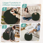 MeMoreCool Stuffed Round Pouf Ottoman Foot Rest, Floor Pouf Foot Stool with Soft Foam Chunk Filling, Small Round Ottoman Footstool Circle Footrest for Living Room, Green