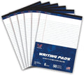 Woodlake Legal Pads 8.5 x 11, 6 Pack, Wide Ruled, Premium White Paper Pad No Ink Bleed, Micro‑Perforated, Sturdy Chipboard Back, 50 Sheets/Pad,for School, Office & Home, Made in USA