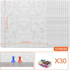 Cork Boards for Walls 48" x 36" Felt Board Alternative, 12 Pack Felt Wall Tiles Bulletin Board, Large Cork Board for Office Pin Board Tack Board Cork Boards