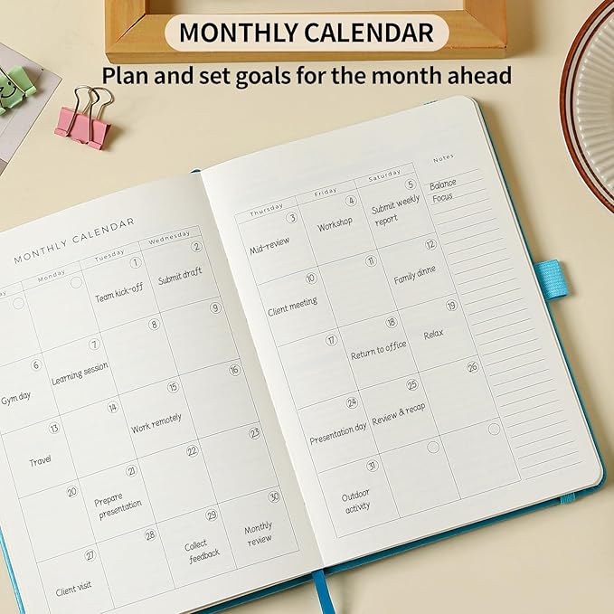 Crein Lynh 2025-2027 Premium Planner, Weekly & Monthly Calendar Planner with Budget & Goal Setting, January 2025 – December 2027, Tabs, Inner Pocket, Daily Journal Organizer for Women, A5, Blue