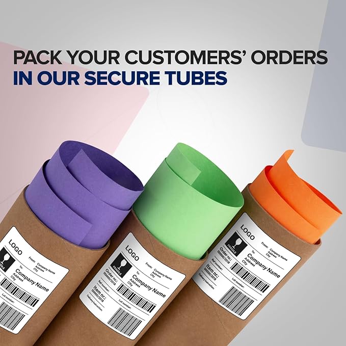 Paclord 3" x 12" Heavy-Duty Reinforced Cardboard Mailing Tube, Pack of 6 Tubes with 12 Caps – Secure USPS Approved – Great for Shipping and Storing of Prints, Artwork, Posters or Documents