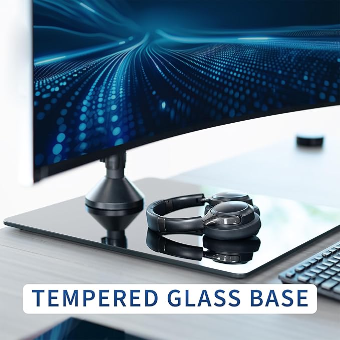VIVO Pneumatic Arm Dual Ultrawide Monitor Desk Stand for Up to 49 inch Screens with Tempered Glass Base, Holds 2 Ultra Wides Up to 30.8 lbs, Black, STAND-V249FG