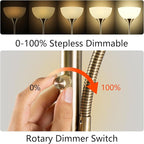 Floor Lamp, Dimmable Standing lamp, Stepless Dimming Brightness, Included 9W and 5W LED Bulbs, Industrial Floor Lamp for Living Room, Bedroom, Office, Reading