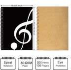 MAXCURY Blank Sheet Music Composition Manuscript Staff Paper Art Music Notebook Black 100 Pages 26x19cm (Black)