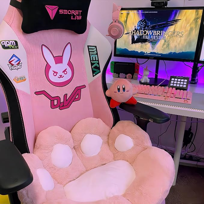 Ditucu Cat Paw Cushion Kawaii Chair Cushions 31.4 x 27.5 inch Cute Stuff Seat Pad Comfy Lazy Sofa Office Floor Pillow for Gaming Chairs Room Decor Pink