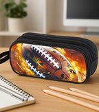 AnySmic Football Pencil Case for Boys and Girls, Sports Large Capacity Pencil Pouch for Kids, Pen Case for Elementary School Child, Polyester with Double Zipper Pen Bag Organizer Gifts for Student