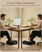 Feagar Foot Rest for Under Desk at Work - Ergonomic Foot Stool with Washable Cover, 2 Adjustable Height Footrest for Office, Home and Car Use, Supports Comfortable Sitting Posture