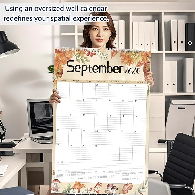 GuassLee Extra Large Wall Calendar 2026,36"x 24" Vertical Jumbo Hanging Wall Planner, 24-Month Aesthetic Large Calendar Jan. 2026 to Dec. 2027 with Thick Paper Watercolor Design for Easy Organizing