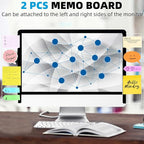 2 Pack Computer Monitor Memo Board, Acrylic Computer Monitor Sticky Note Holder, Transparent Side Panel Office Desk Organizer,Home Office Desk Accessories, Office Supplies for Women Men Computer ﻿