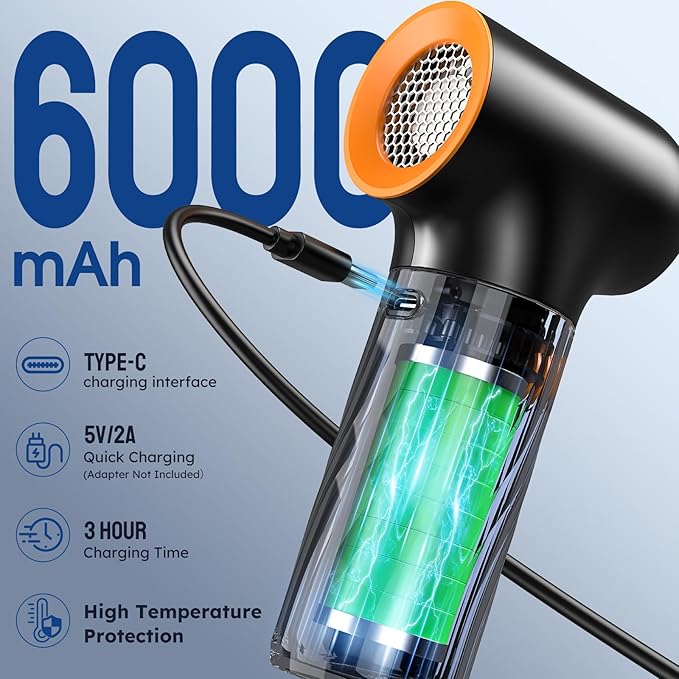 Compressed Air Duster, 260000RPM Cordless Electric Air Blower with Brushless Motor, 3-Speed Adjustable & Rechargeable – Powerful Dust Cleaner for Keyboard, Computer, Car, Outdoor, Air Bed