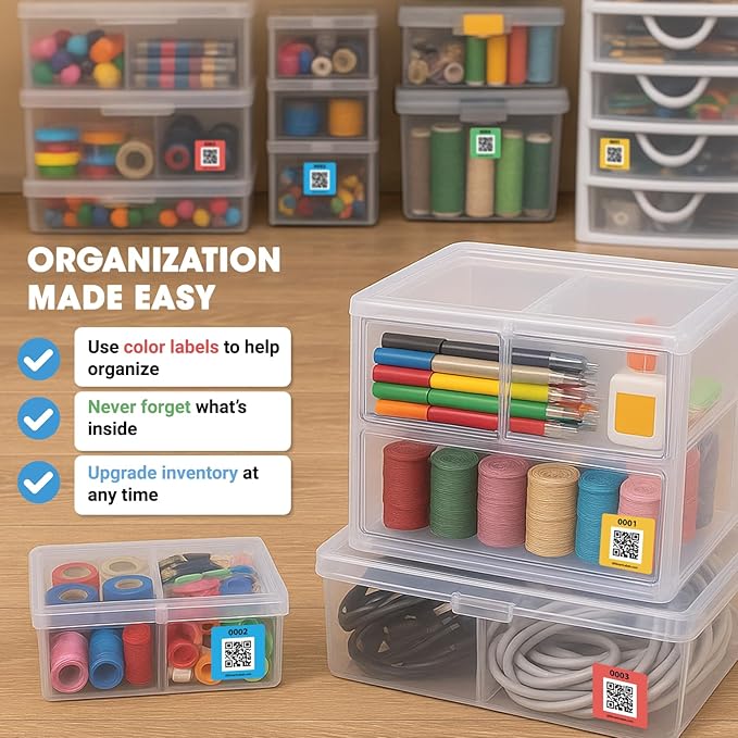 SmartLabels | Small QR Code Stickers | Mini 1.5 x 1.5 inch QR Code Labels | Made in The USA | Multicolor Pack for Easy Inventory Management, Organization, and Packing Labels for Moving (Pack of 48)