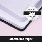 SUIN Hardcover-Journal-Notebooks, A5 Lined Journals Notebook for Writing 200 Pages, 8.2 x 5.5 inch, Classic Ruled Notebooks for Work/Travel/College (Black- 1 Pack)